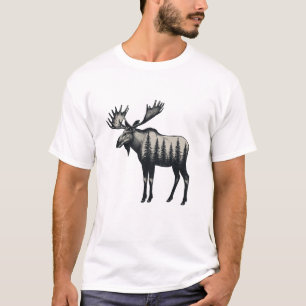 Moderne trendy winter bos land moose t-shirt