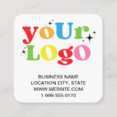 Moderne Trendy Witte Aangepaste Logo en QR-code Vierkante Visitekaartje (Voorkant)