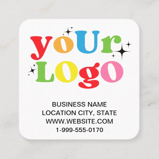 Moderne Trendy Witte Aangepaste Logo en QR-code Vierkante Visitekaartje (Voorkant)