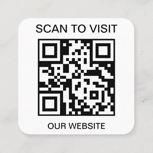 Moderne Trendy Witte Aangepaste Logo en QR-code Vierkante Visitekaartje (Achterkant)