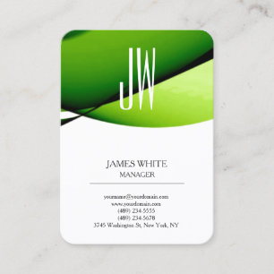 Moderne trendy witte groene monogram visitekaartje