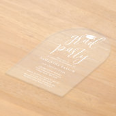 Moderne Trendy Witte Script Grad Feest Transparant Acryl Uitnodigingen (Laagn)