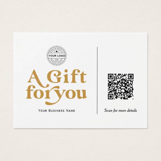 Moderne Trendy Yellow Gold QR Code Cadebon Visitekaartje (Voorkant)