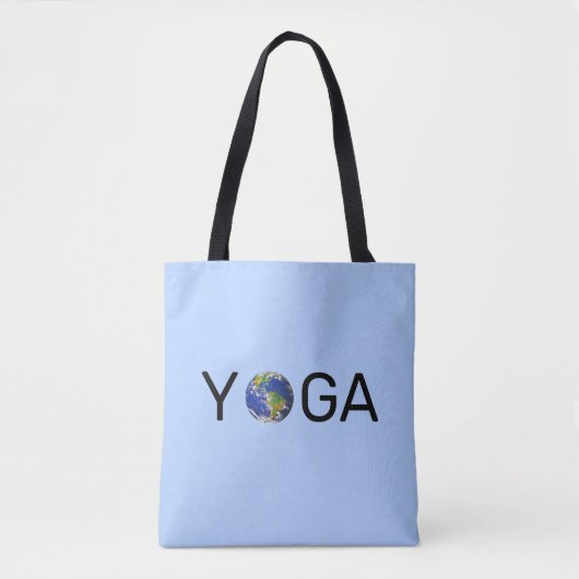 Moderne trendy yoga-aarde op lichtblauw tote bag (Voorkant)