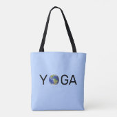 Moderne trendy yoga-aarde op lichtblauw tote bag (Achterkant)
