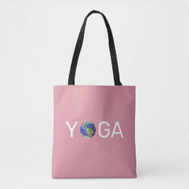 Moderne trendy yoga aarde op roze goud tote bag