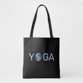 Moderne trendy yoga aarde op zwart tote bag (Voorkant)