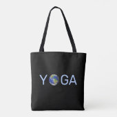 Moderne trendy yoga aarde op zwart tote bag (Achterkant)