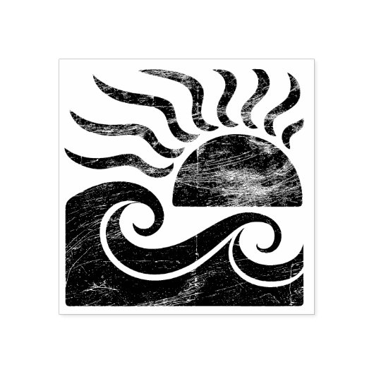 Moderne trendy zomer tropisch strand zonsondergang rubberstempel (Afrduk)