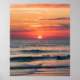 Moderne trendy zomer tropische strand zonsondergan poster