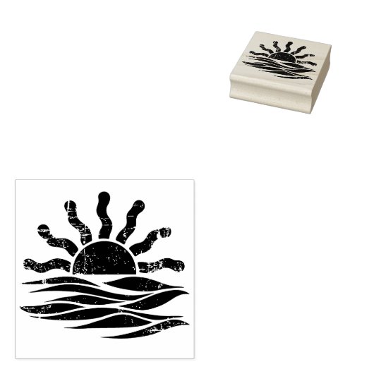 Moderne trendy zomer tropische strand zonsondergan rubberstempel (Gestempeld)