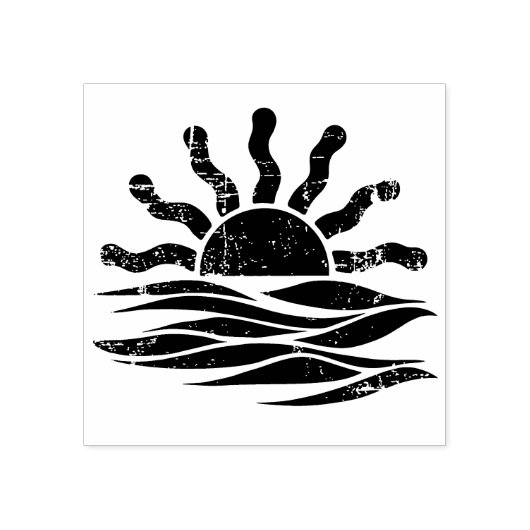 Moderne trendy zomer tropische strand zonsondergan rubberstempel (Afrduk)