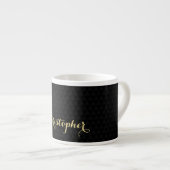 Moderne Trendy Zwart Elegant Faux Gold Typografie Espresso Kop (Voorkant rechts)