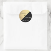 Moderne Trendy Zwart Gouden Folie Bruiloft Ronde Sticker (Tas)