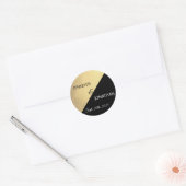 Moderne Trendy Zwart Gouden Folie Bruiloft Ronde Sticker (Envelop)