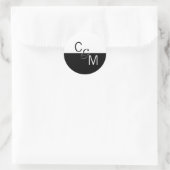 Moderne Trendy Zwart Wit Bruiloft Monogram Seals Ronde Sticker (Tas)