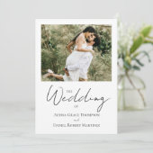 Moderne trendy zwart wit foto bruiloft kaart (Staand voorkant)
