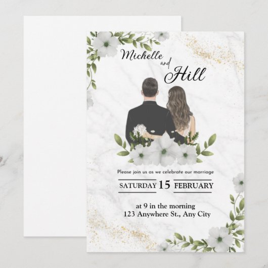 Moderne trendy zwart wit  kaart (Voorkant / Achterkant)