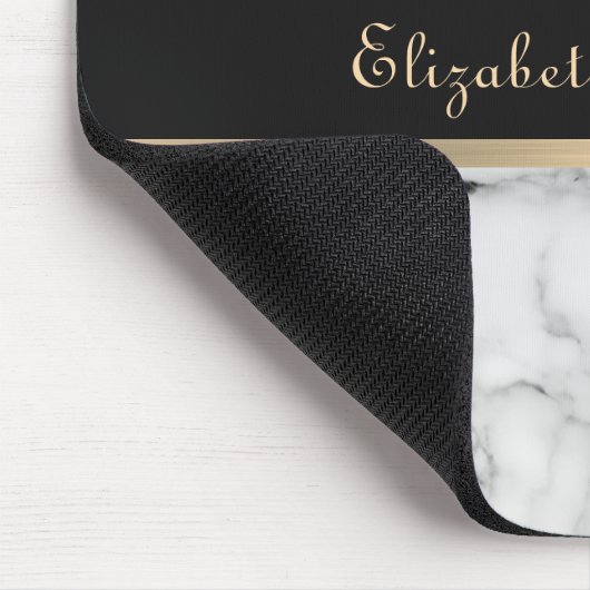 Moderne trendy zwart-wit marmeren gouden strepen muismat (Hoek)