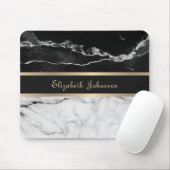 Moderne trendy zwart-wit marmeren gouden strepen muismat (Met muis)