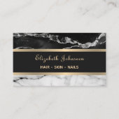 Moderne trendy zwart-wit marmeren gouden strepen visitekaartje (Voorkant)