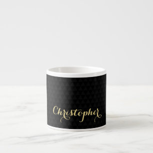 Moderne Trendy Zwarte Elegante Nep Goud Typografie Espresso Kop