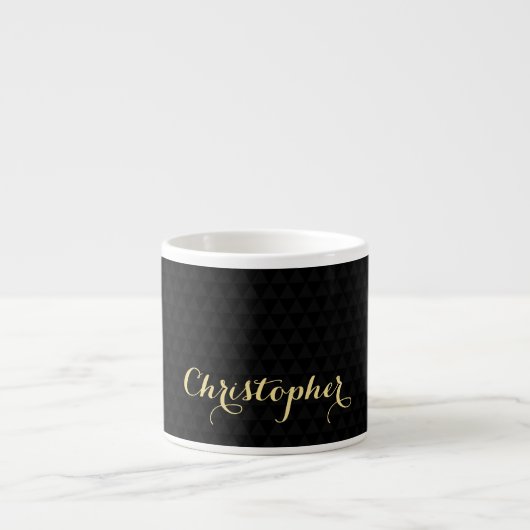 Moderne Trendy Zwarte Elegante Nep Gouden Typograf Espresso Kop (Voorkant)
