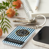 Moderne trendy zwarte goudstrepen chic DIY Sleutelhanger (Voorkant Rechts)