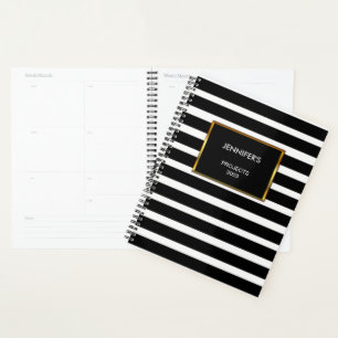 Moderne trendy zwarte strepen professioneel planner