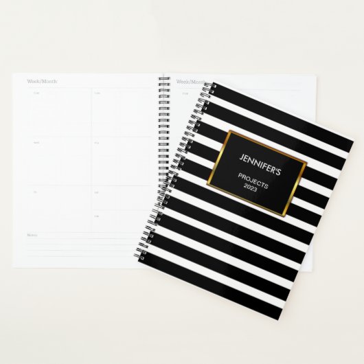Moderne trendy zwarte strepen professioneel planner (Display)