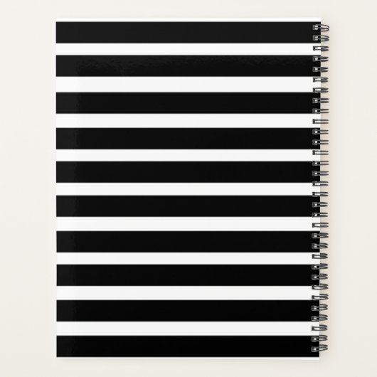 Moderne trendy zwarte strepen professioneel planner (Achterkant)