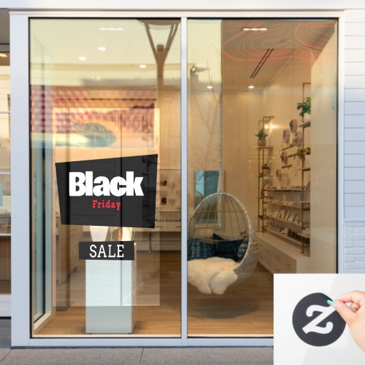 Moderne trendy zwarte vrijdag rood & zwart winkelb raamsticker (Winkelraam)