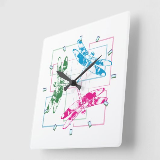 Moderne Tri-Color Dragonflies wandklok (Hoek)