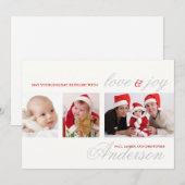 Moderne Tri-Photo Holiday-fotokaart Feestdagenkaart (Voorkant / Achterkant)