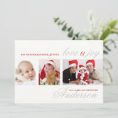 Moderne Tri-Photo Holiday-fotokaart Feestdagenkaart (Staand voorkant)