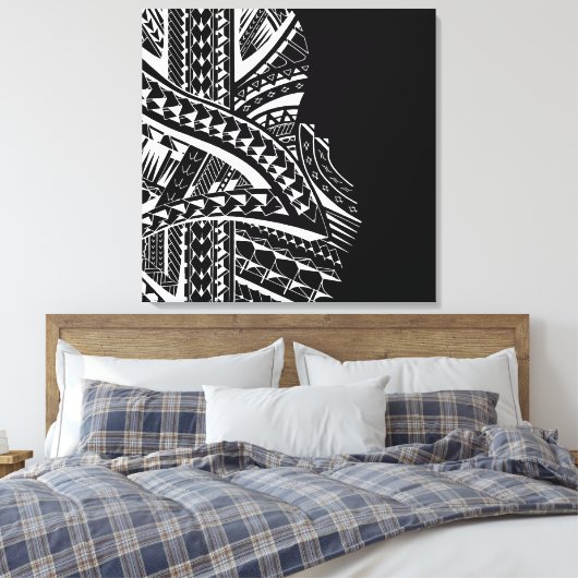 Moderne tribal canvas kunst in Samoaanse stijl (Insitu (Slaapkamer))