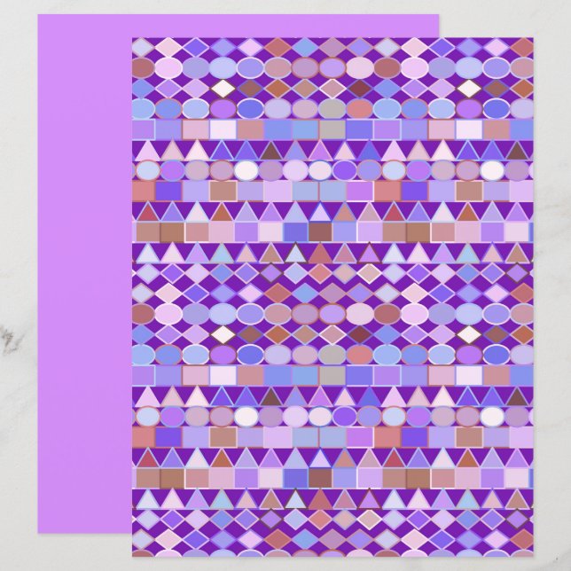 Moderne Tribal Geometric, Amethist Paarse & Violet (Voorkant / Achterkant)
