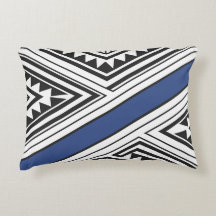 Moderne Tribal Geometrische Zwart en Blauw Accent
