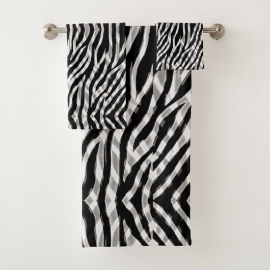 Moderne Tribal Zebra Stripe Dierenprint Rijen Bad Handdoek (Insitu)