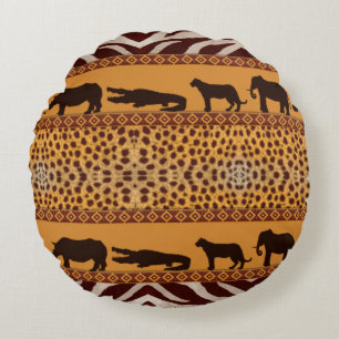 Moderne Tribale Afrikaanse Cheeta Luipaardprint Di Rond Kussen