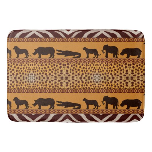 Moderne tribale Afrikaanse Cheetah Pattern Dierafd Badmat (Voorkant)