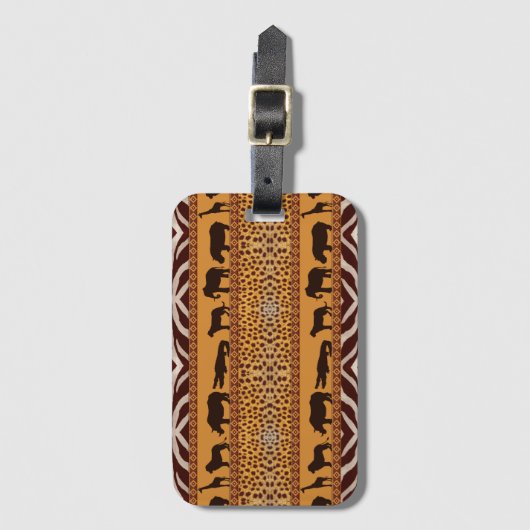 Moderne tribale Afrikaanse Cheetah Pattern Dierafd Bagagelabel (Voorkant (verticaal))