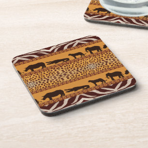 Moderne tribale Afrikaanse Cheetah Pattern Dierafd Bier Onderzetter