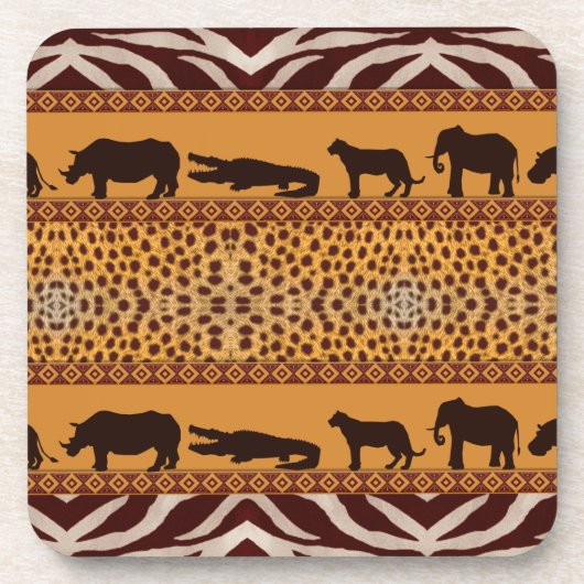 Moderne tribale Afrikaanse Cheetah Pattern Dierafd Bier Onderzetter (Voorkant)