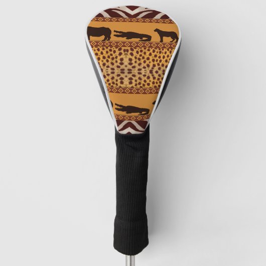 Moderne tribale Afrikaanse Cheetah Pattern Dierafd Golfheadcover (Voorkant)