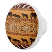 Moderne tribale Afrikaanse Cheetah Pattern Dierafd Keramische Knop (Rechts)