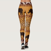 Moderne tribale Afrikaanse Cheetah Pattern Dierafd Leggings (Achterkant)