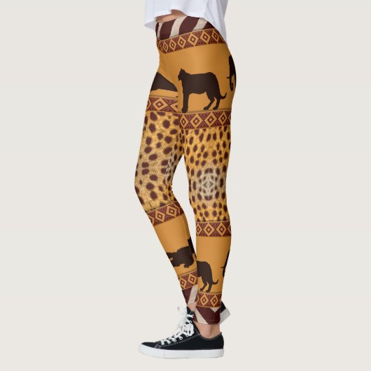 Moderne tribale Afrikaanse Cheetah Pattern Dierafd Leggings (Links)