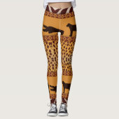 Moderne tribale Afrikaanse Cheetah Pattern Dierafd Leggings (Voorkant)