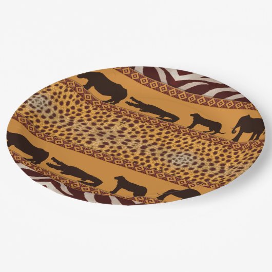 Moderne tribale Afrikaanse Cheetah Pattern Dierafd Papieren Bordje (Gekanteld)